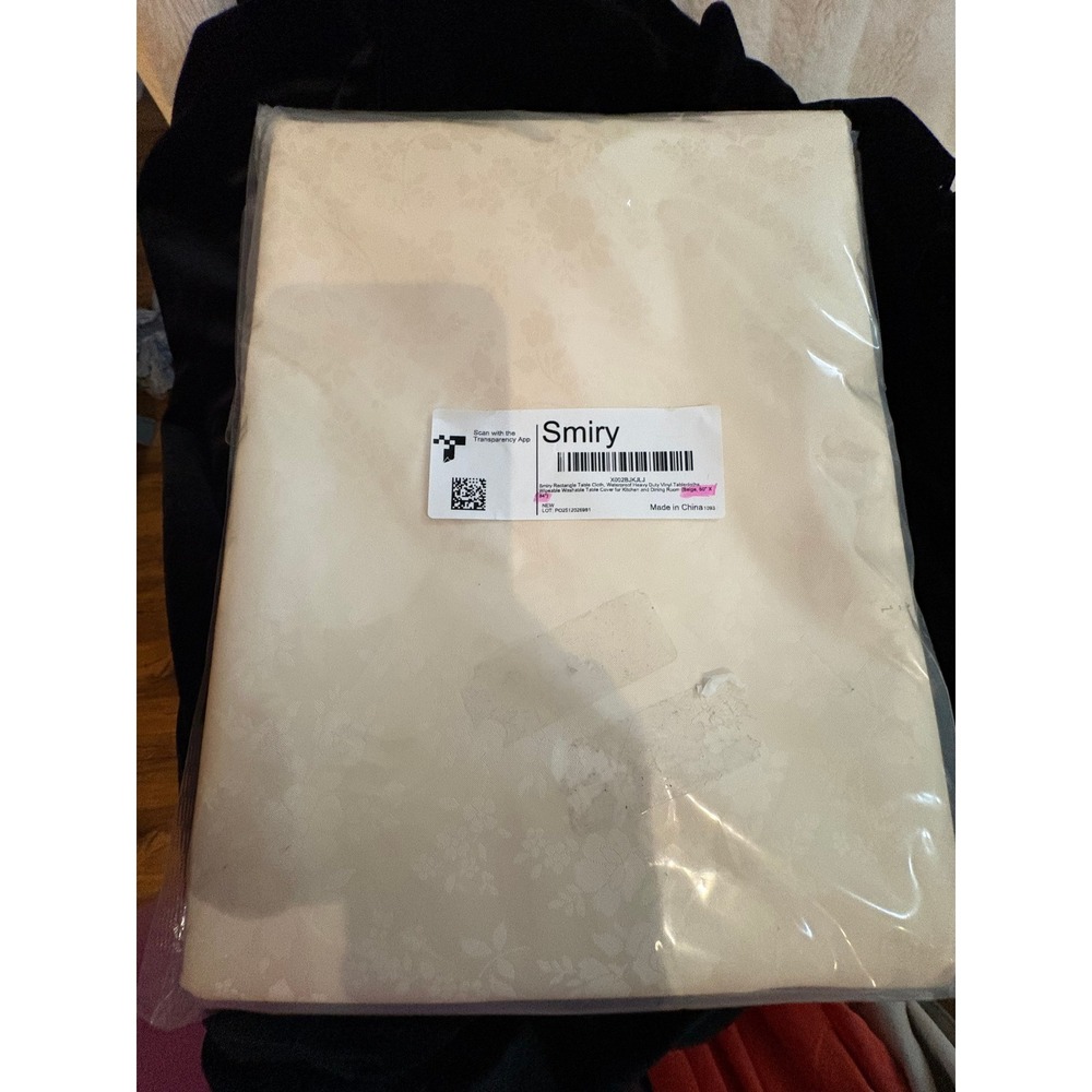 Smiry Beige Vinyl Tablecloth 60x84 Rectangle Waterproof Heavy Duty Table Cover